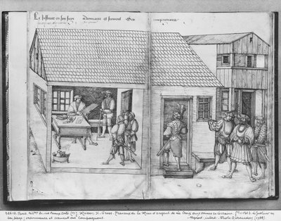 Zilvermijn van La Croix-aux-Mines, Lorraine, fol.1v en fol.2, de rechter van de mijnen, edict en eed van de metgezellen, c.1530 door Heinrich Gross or Groff